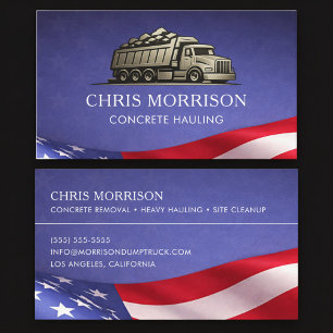 Patriotic Concrete Hauling Service Truck  Business Card