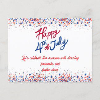 Patriotic Confetti 4th of July Celebration Holiday Postcard