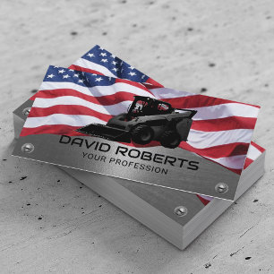 Patriotic Construction Equipment Operator Metal Business Card