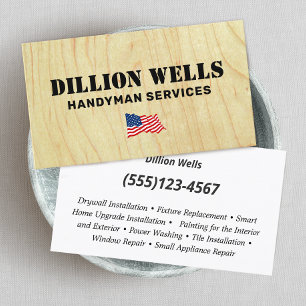Patriotic Construction Handyman Carpenter Business Card