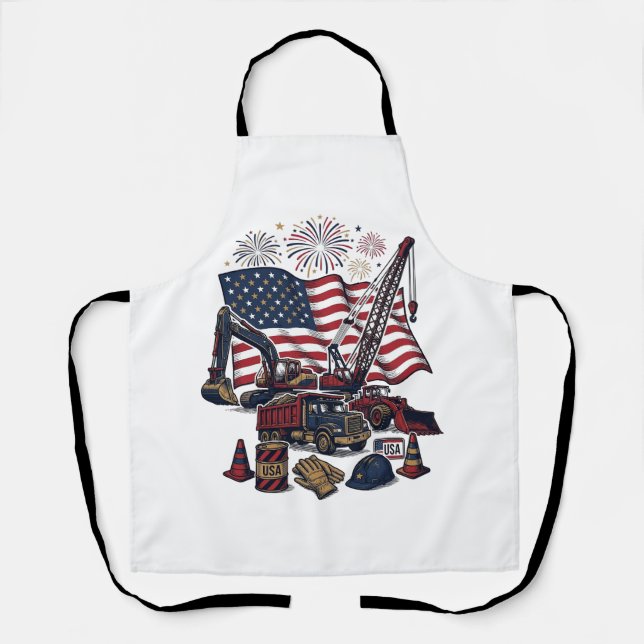 Patriotic Construction USA Vintage Apron (Front)