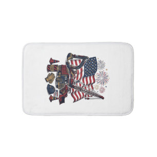 Patriotic Construction USA Vintage Bath Mat