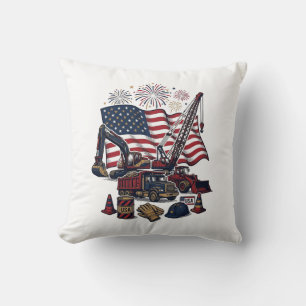 Patriotic Construction USA Vintage Cushion