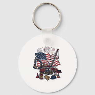 Patriotic Construction USA Vintage Key Ring
