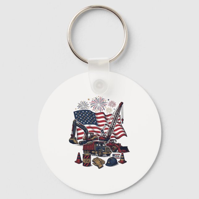 Patriotic Construction USA Vintage Key Ring (Front)