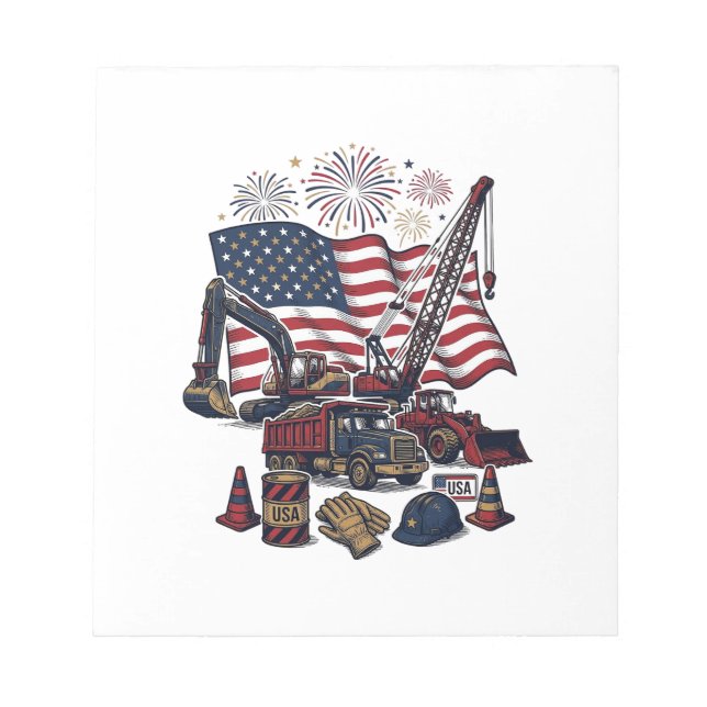 Patriotic Construction USA Vintage Notepad (Front)