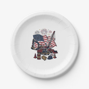 Patriotic Construction USA Vintage Paper Plate