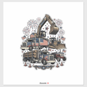 Patriotic Construction Vehicles Vintage Shirt Desi