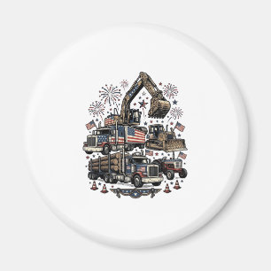 Patriotic Construction Vehicles Vintage Shirt Desi Magnet