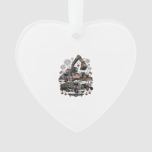 Patriotic Construction Vehicles Vintage Shirt Desi Ornament