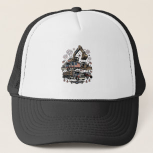 Patriotic Construction Vehicles Vintage Shirt Desi Trucker Hat