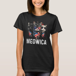 Patriotic Cool Cats 4th Of July American Flag  Meo T-Shirt