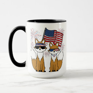 Patriotic Cool Foxes Mug