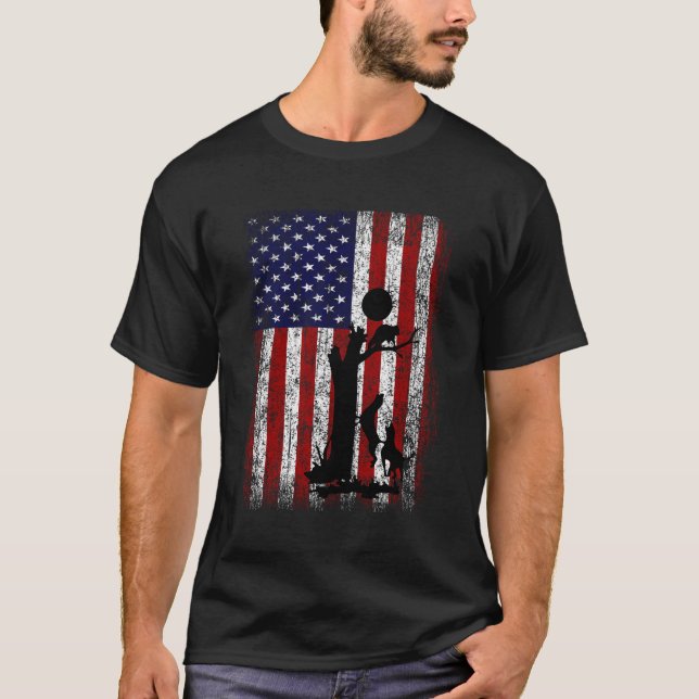 Patriotic Coon Hunting Dogs American Flag T-Shirt (Front)