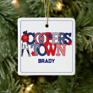  Patriotic Cooperstown Custom Baseball  Ceramic Ornament
