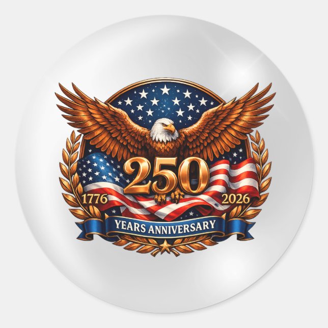 Patriotic Copper Wings of Liberty Emblem Classic Round Sticker (Front)
