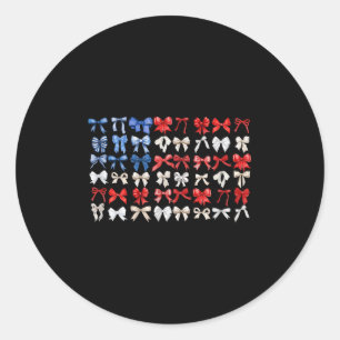 Patriotic Coquette Bow 4th Of July Usa Flag Ribbon Classic Round Sticker