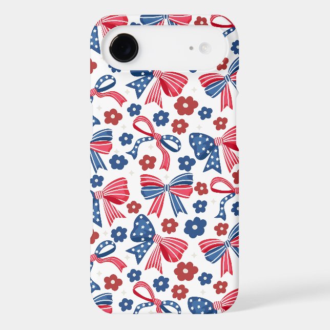 Patriotic Coquette Bow Floral Stars Phone Case (Back)