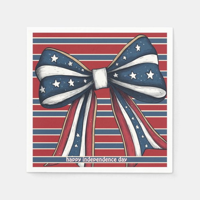 Patriotic Coquette Bow with Stars and Stripes  Napkin (Front)