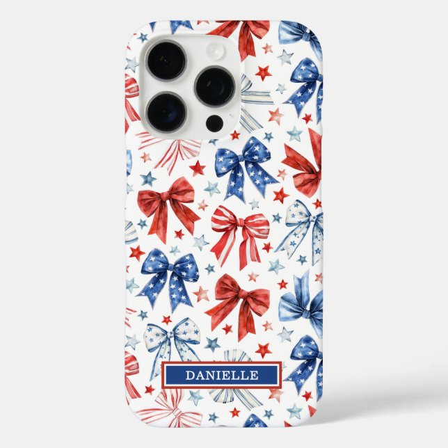 Patriotic Coquette Bows Monogrammed Case-Mate iPhone Case (Back)