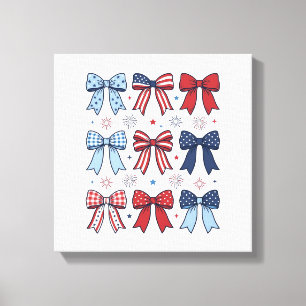 Patriotic Coquette Bows Vintage Vector Design_1 Canvas Print