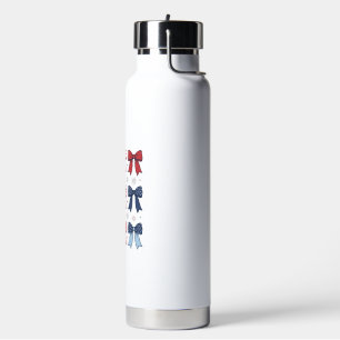 Patriotic Coquette Bows Vintage Vector Design_1 Water Bottle