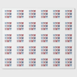 Patriotic Coquette Bows Vintage Vector Design_1 Wrapping Paper