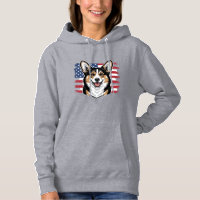 Patriotic Corgi American Flag Vintage Vector Desig