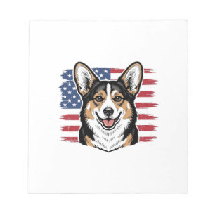 Patriotic Corgi American Flag Vintage Vector Desig Notepad