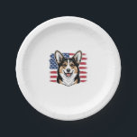 Patriotic Corgi American Flag Vintage Vector Desig Paper Plate<br><div class="desc">Patriotic Corgi American Flag Vintage Vector Design_1</div>