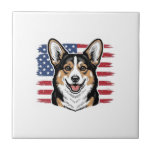 Patriotic Corgi American Flag Vintage Vector Desig Tile<br><div class="desc">Patriotic Corgi American Flag Vintage Vector Design_1</div>