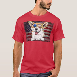 Patriotic Corgi dog American Flag Dog T-Shirt
