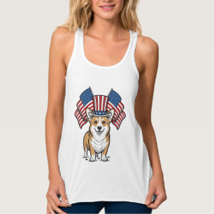Patriotic Corgi Dog Vintage Engraving Shirt Design