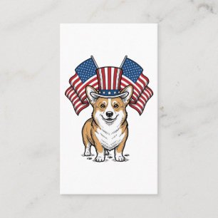 Patriotic Corgi Dog Vintage Engraving Shirt Design Business Card
