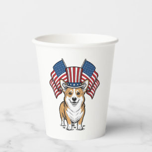 Patriotic Corgi Dog Vintage Engraving Shirt Design Paper Cups