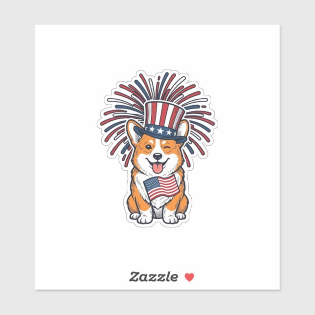 Patriotic Corgi Fireworks Dog Vector Design_1 (Sheet)
