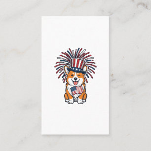 Patriotic Corgi Fireworks Dog Vector Design_1 Business Card