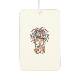 Patriotic Corgi Fireworks Dog Vector Design_1 Car Air Freshener