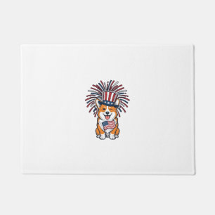 Patriotic Corgi Fireworks Dog Vector Design_1 Doormat