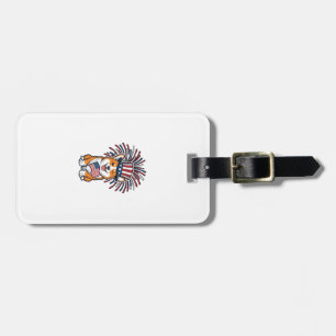 Patriotic Corgi Fireworks Dog Vector Design_1 Luggage Tag