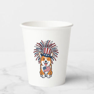 Patriotic Corgi Fireworks Dog Vector Design_1 Paper Cups