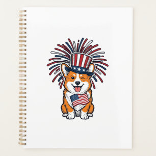 Patriotic Corgi Fireworks Dog Vector Design_1 Planner