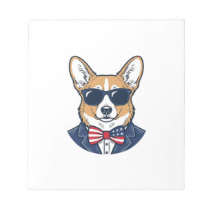 Patriotic Corgi Sunglasses Vintage Vector Art_1 Notepad