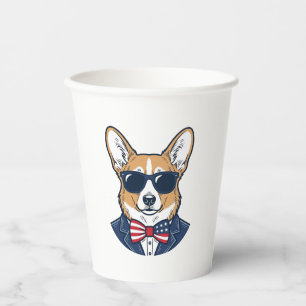 Patriotic Corgi Sunglasses Vintage Vector Art_1 Paper Cups