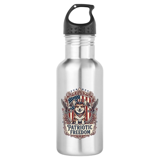 Patriotic Corgi Vector Graphic Tee_1 532 Ml Water Bottle (Front)