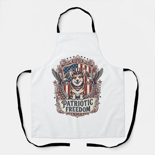 Patriotic Corgi Vector Graphic Tee_1 Apron (Front)