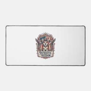 Patriotic Corgi Vector Graphic Tee_1 Desk Mat