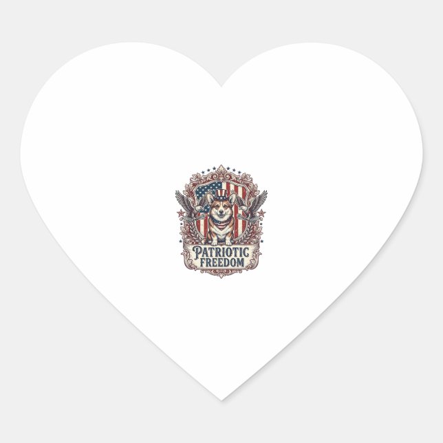 Patriotic Corgi Vector Graphic Tee_1 Heart Sticker (Front)