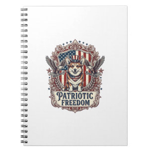 Patriotic Corgi Vector Graphic Tee_1 Notebook