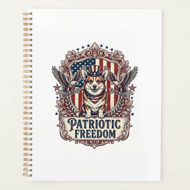 Patriotic Corgi Vector Graphic Tee_1 Planner (Front)
